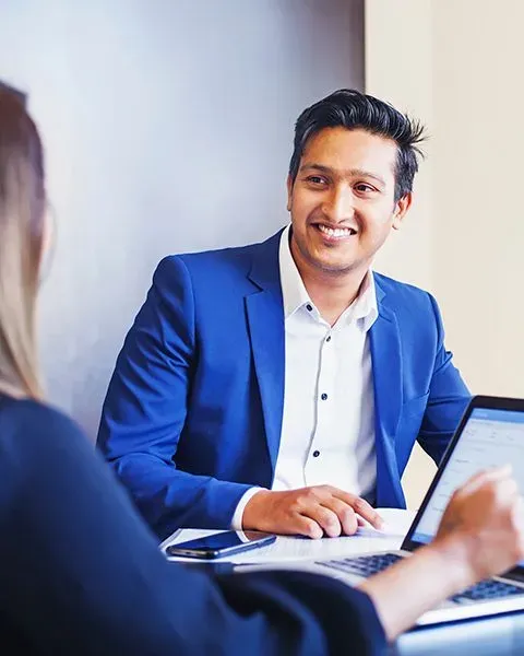 Man smiling at interview